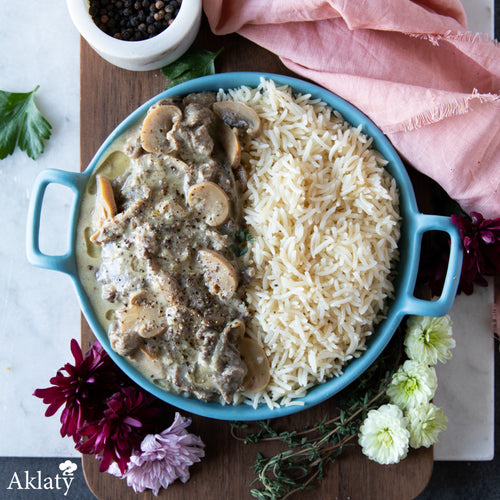 Beef Stroganoff and Rice