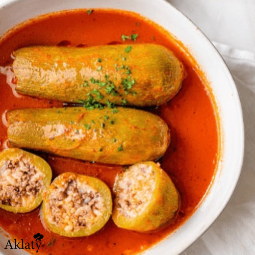 Stuffed Zucchini in tomato sauce