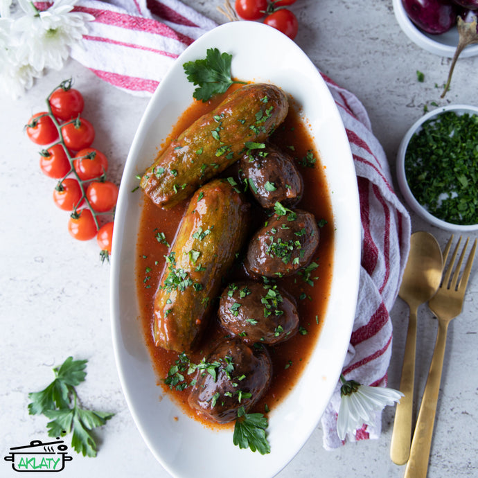 Stuffed Eggplant & Zucchini in tomato sauce