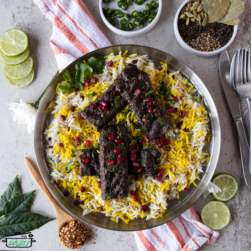 Beef Kebab with Saffron Rice & Tahini sauce